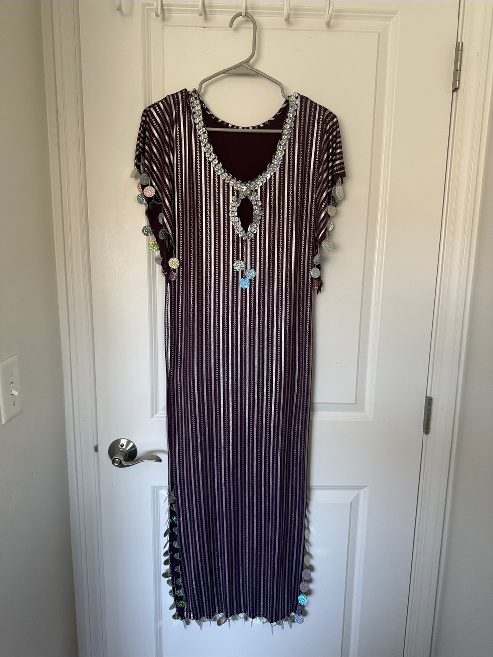 Embellished Purple Striped Maxi belly dancing Dress